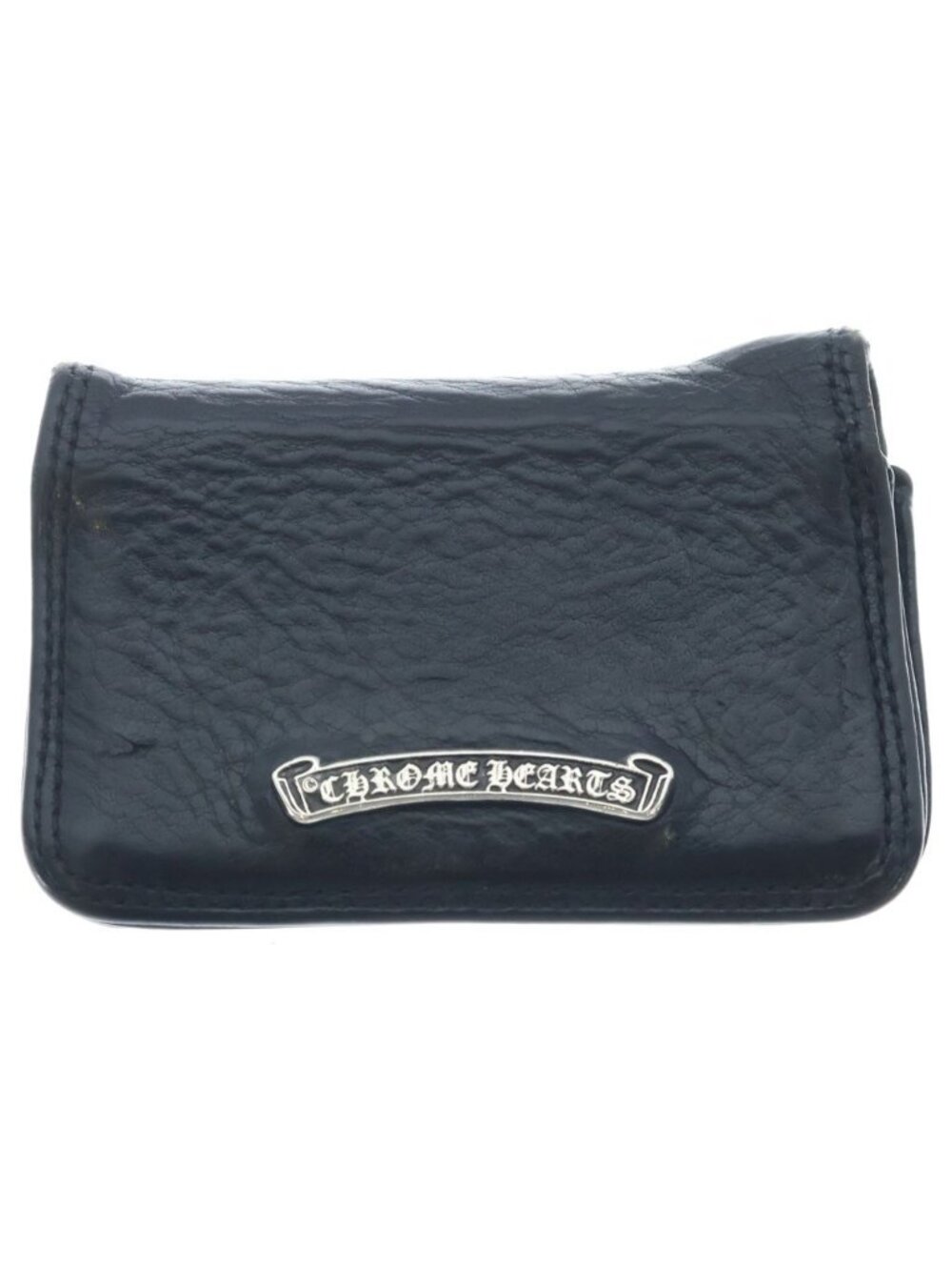 Chrome Hearts Card Case Leather with Grommet Black Silver
